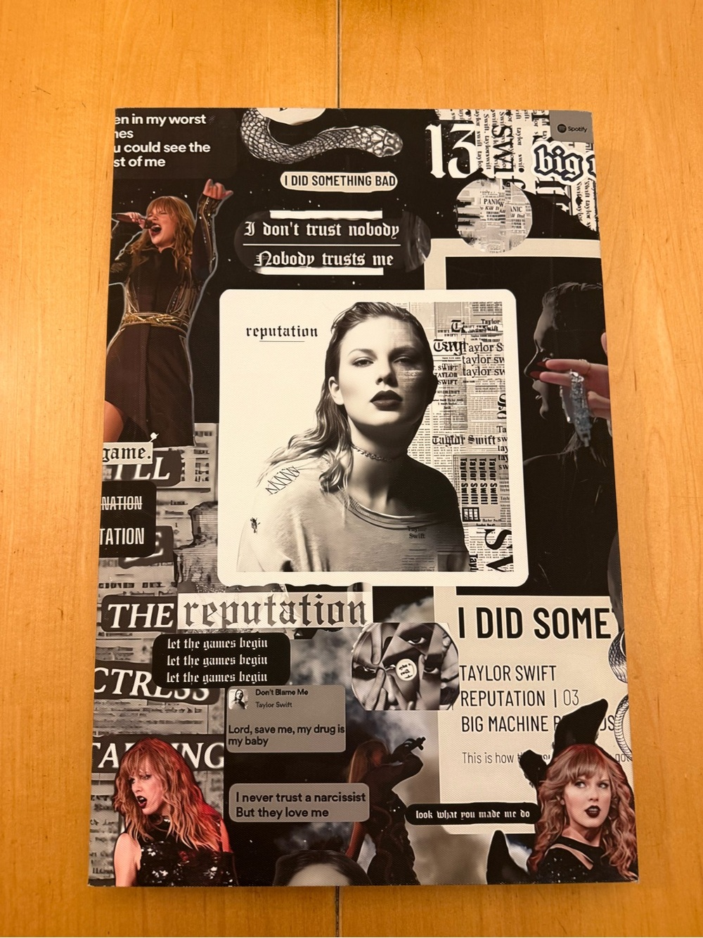 Taylor Swift 'Reputation' Collage Canvas - Black & White with Red Accents